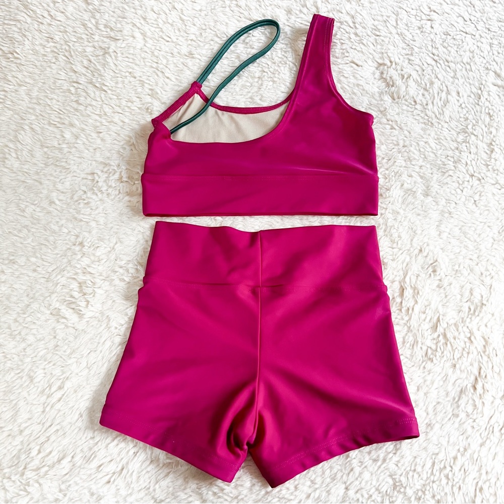 Kandi Kouture Wine with Turquoise Accent Strap Top and Short Set Child Large - Picture 5 of 11